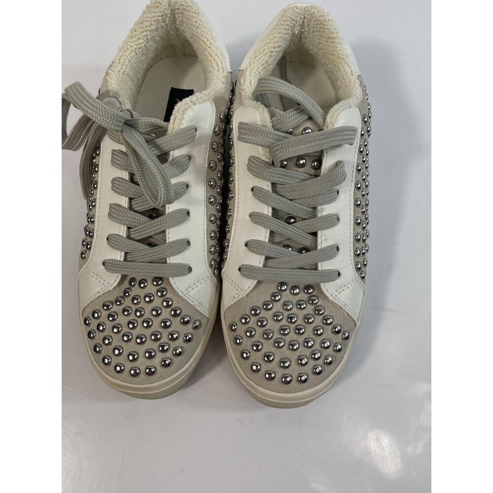 Aqua Shoes Womens Size 6.5 White AQ-TESS Studded Lined Sneakers New Box - Picture 3 of 12